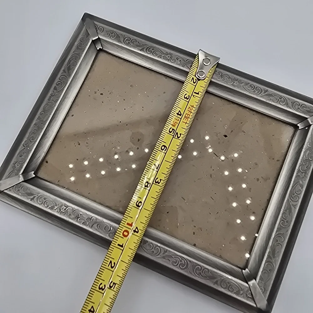 Metal Silver Scroll Standing Photo Picture Frame Detailed Etching‎ Vtg Style